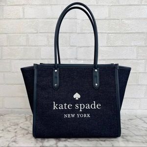 Kate Spade Denim Fabric Ella Tote Shoulder Bag ♠️